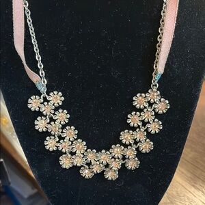 Liz Claiborne Floral Necklace with Pink and Silver Accents